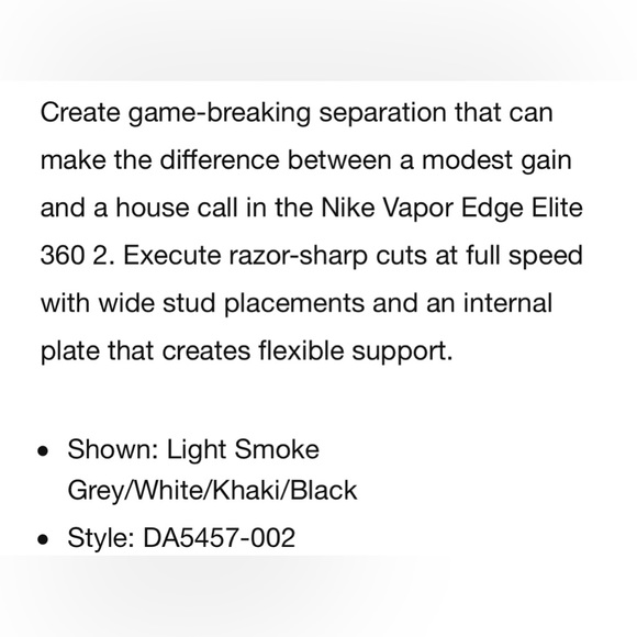 NEW NO BOX 8-14 NIKE VAPOR EDGE ELITE 360 2 'LIGHT SMOKE GREY Football Cleat - Picture 5 of 15